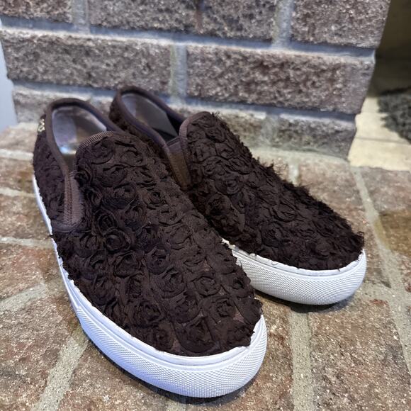Tory Burch Flower Rosette Slip On Sneaker - Dark Red Brown - Size 8M - Picture 1 of 16